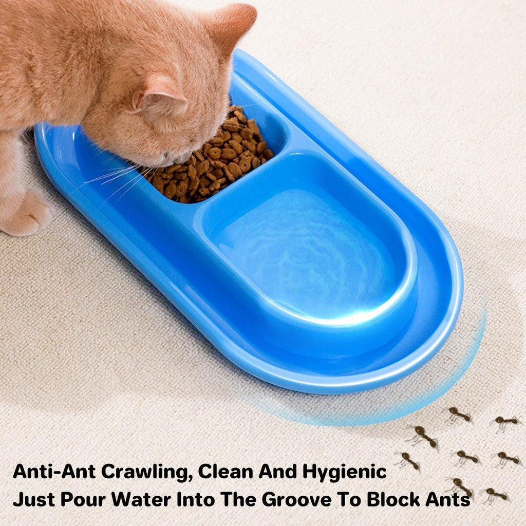 1-Piece Blue Double-Compartment Pet Feeding Bowl