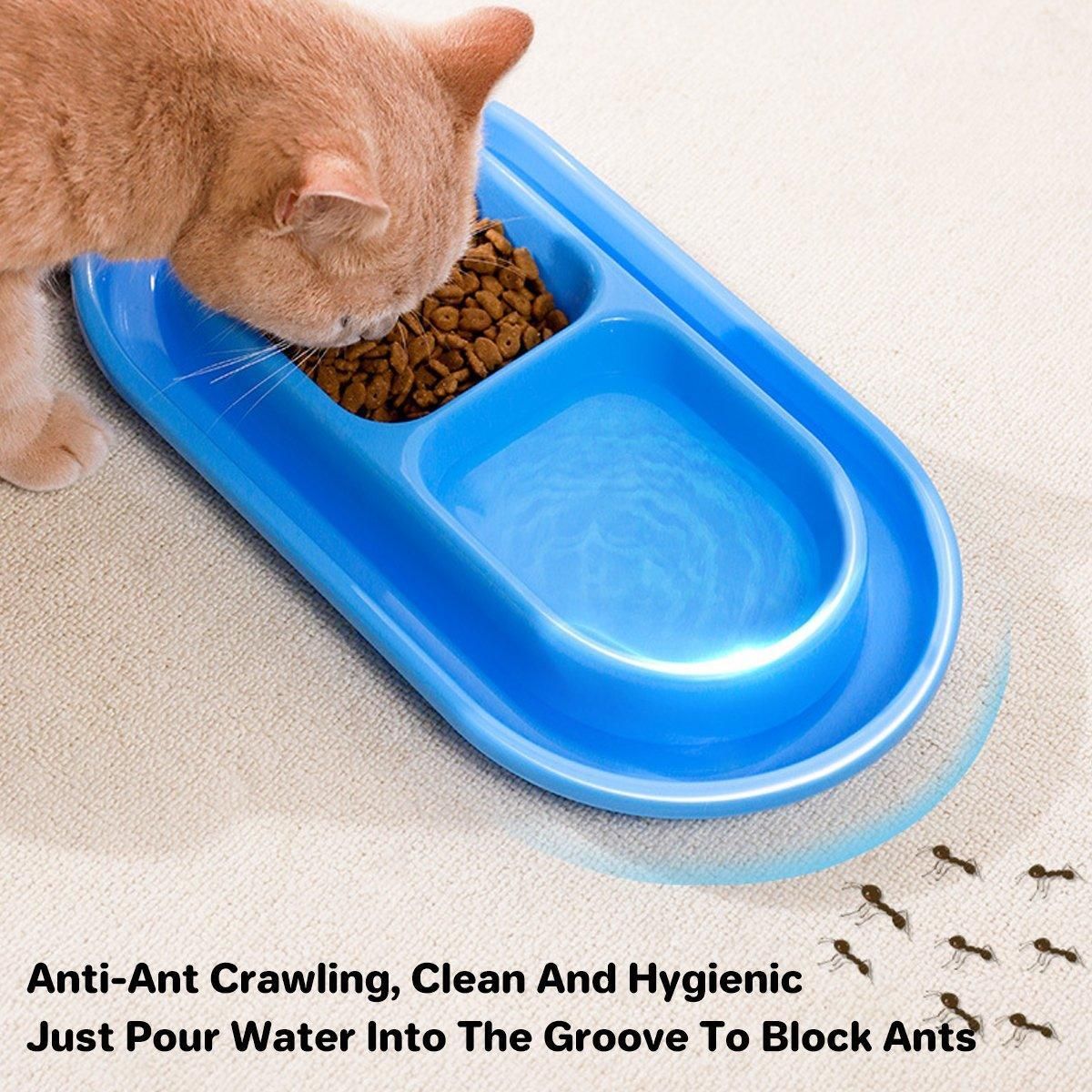 1-Piece Blue Double-Compartment Pet Feeding Bowl