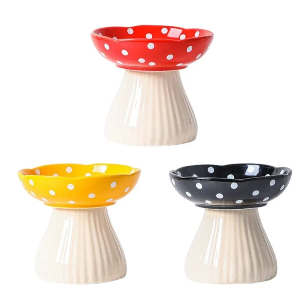 Pet Elevated Mushroom Bowl Ceramic Cat Dog Bowl Dish Food Feeder