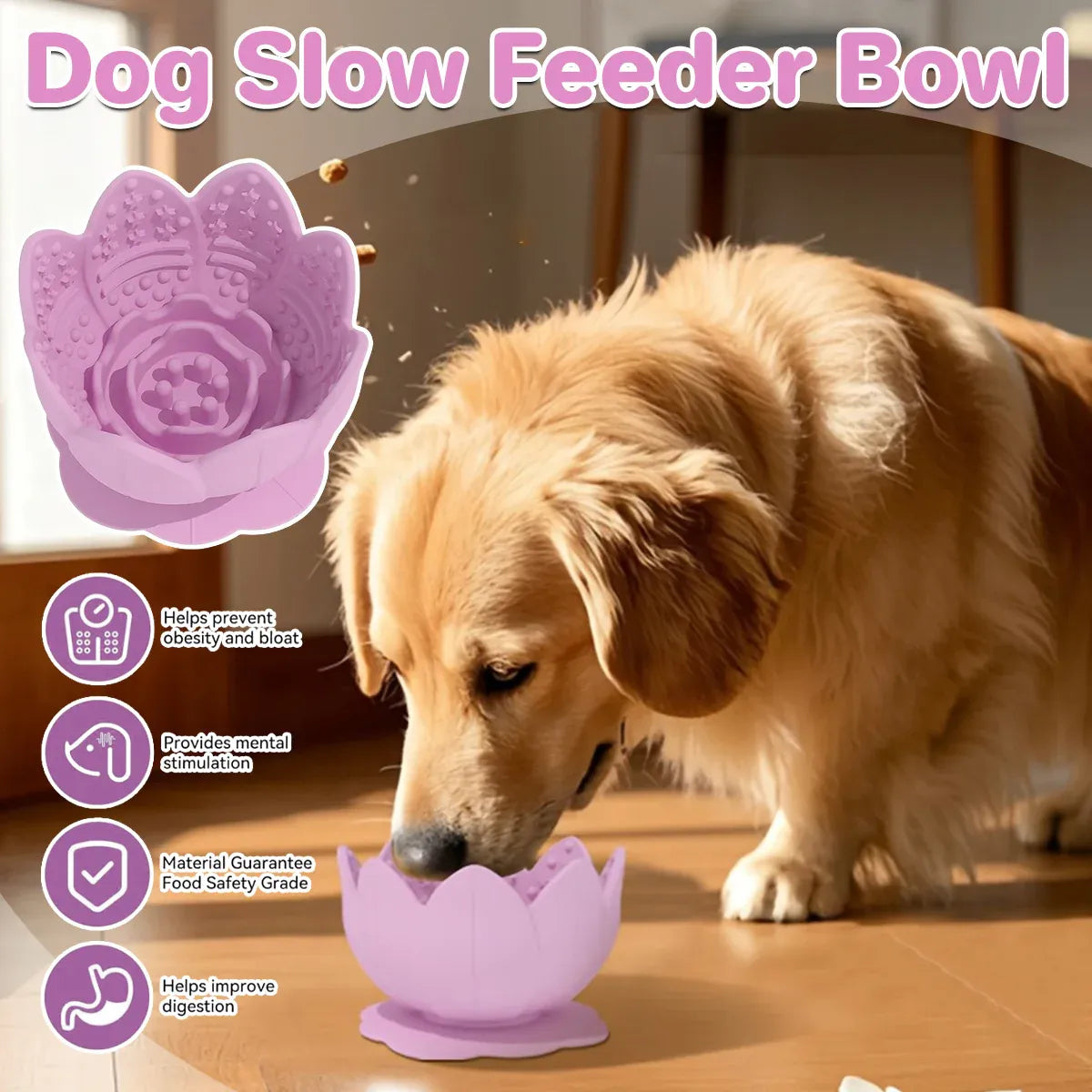 Shape Food Grade Material Dog Slow Feeder Bowl Non Slip Promote