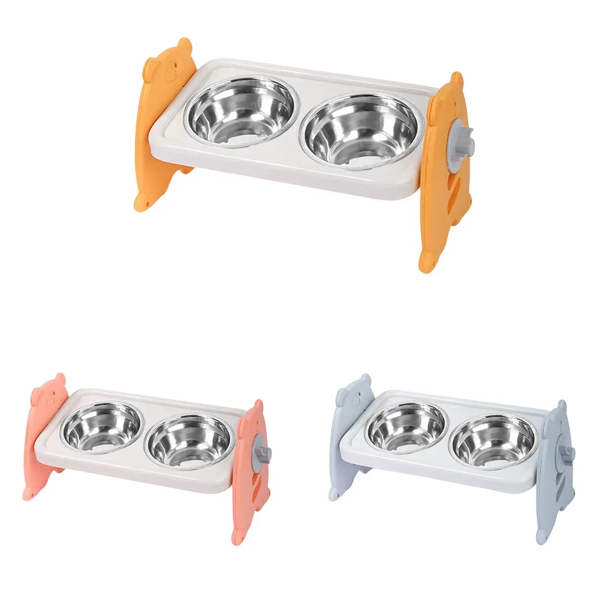Double Pet Feeding Bowls Stainless Steel Non Slip Cat Dog Water Bowl