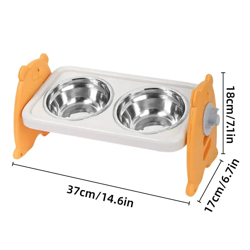 Double Pet Feeding Bowls Stainless Steel Non Slip Cat Dog Water Bowl