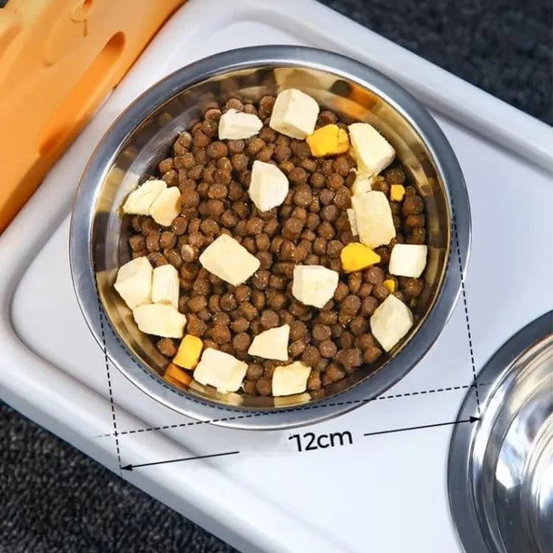 Double Pet Feeding Bowls Stainless Steel Non Slip Cat Dog Water Bowl