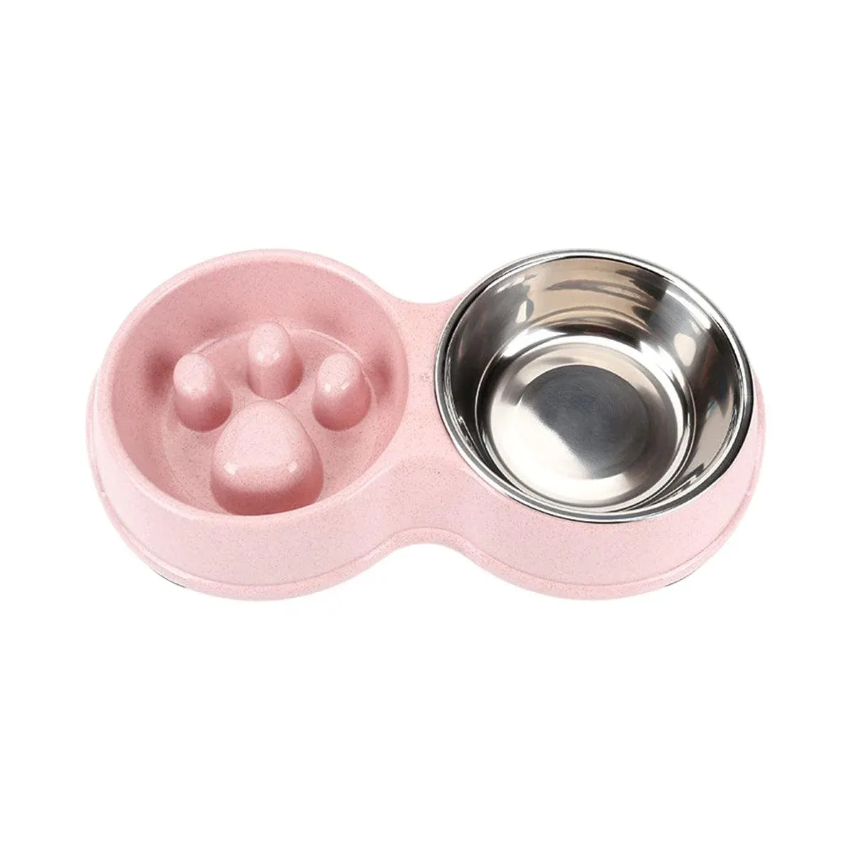 Dog Slow Feeder Double Bowl Pet Food and Water Dish