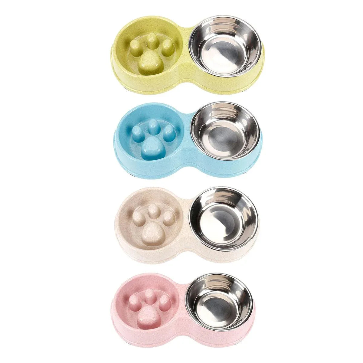 Dog Slow Feeder Double Bowl Pet Food and Water Dish