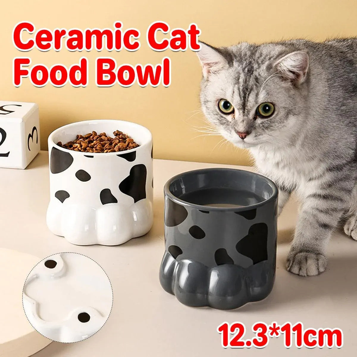 Ceramic Cat Food Bowl Cute Drinking Bowl
