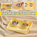 Double Pet Feeding Bowl Set Tilted Raised Anti Spill Dog Cat Food
