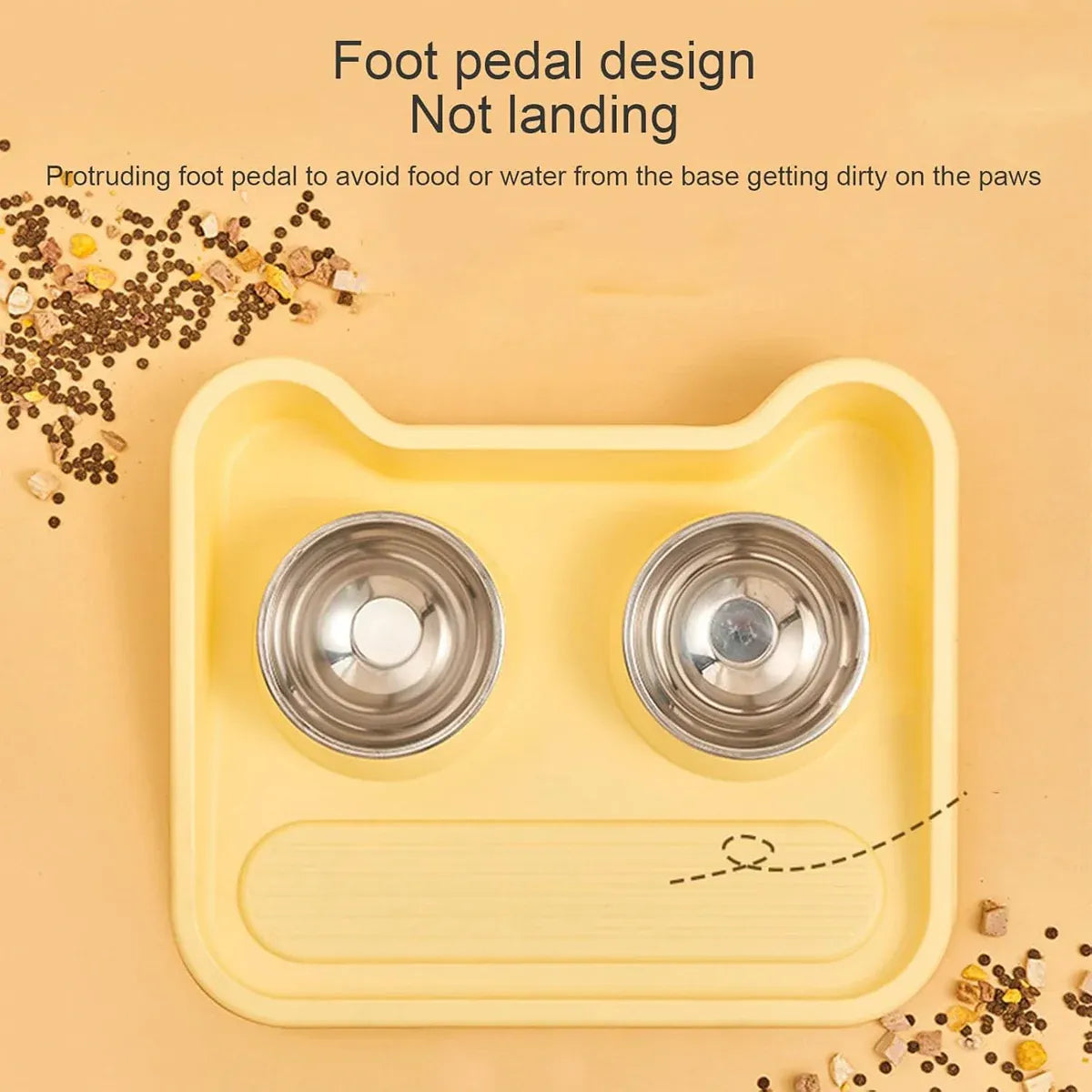 Double Pet Feeding Bowl Set Tilted Raised Anti Spill Dog Cat Food