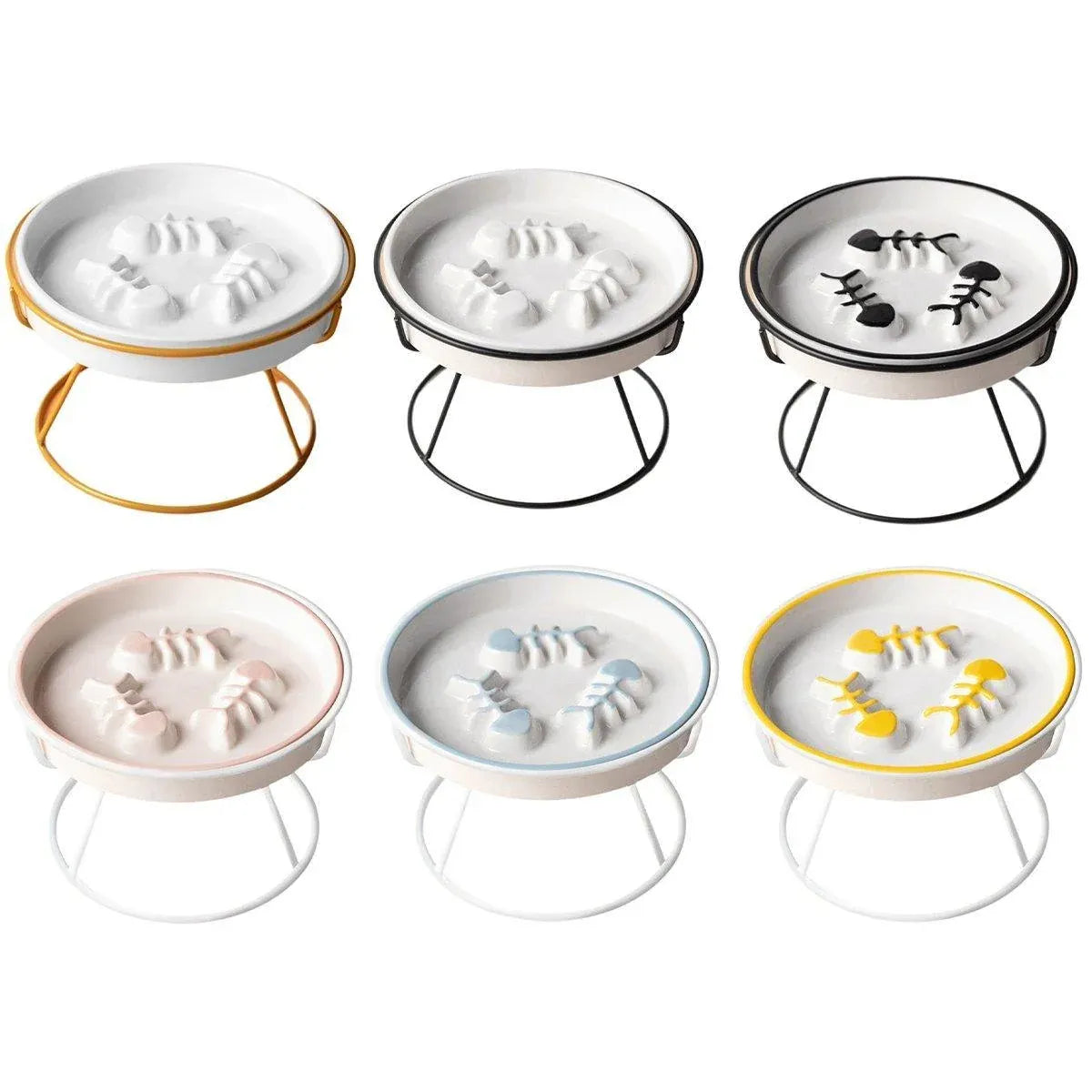Ceramic Cat Bowl Slow Feeder Pet Food Tray