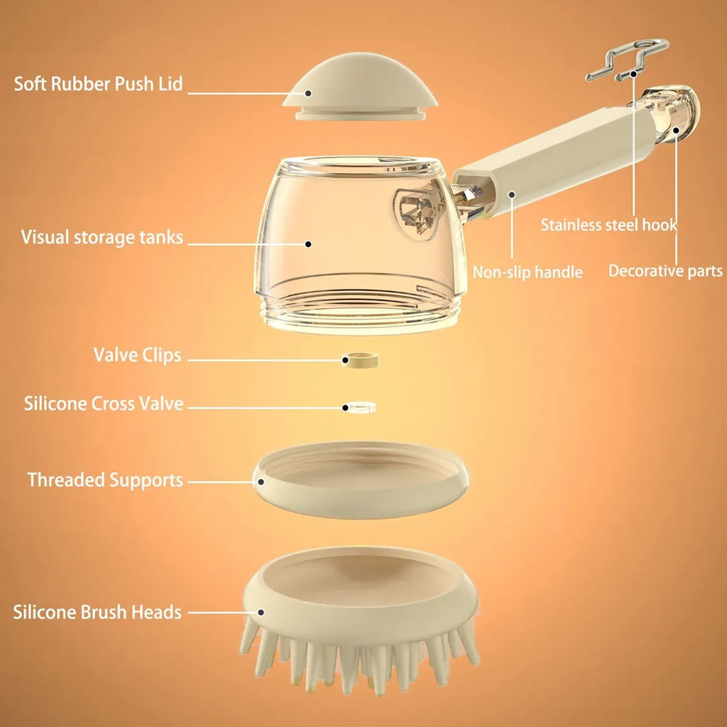 Pet Bath Brush Dog Massage Brush Press to Dispense Liquid Pet