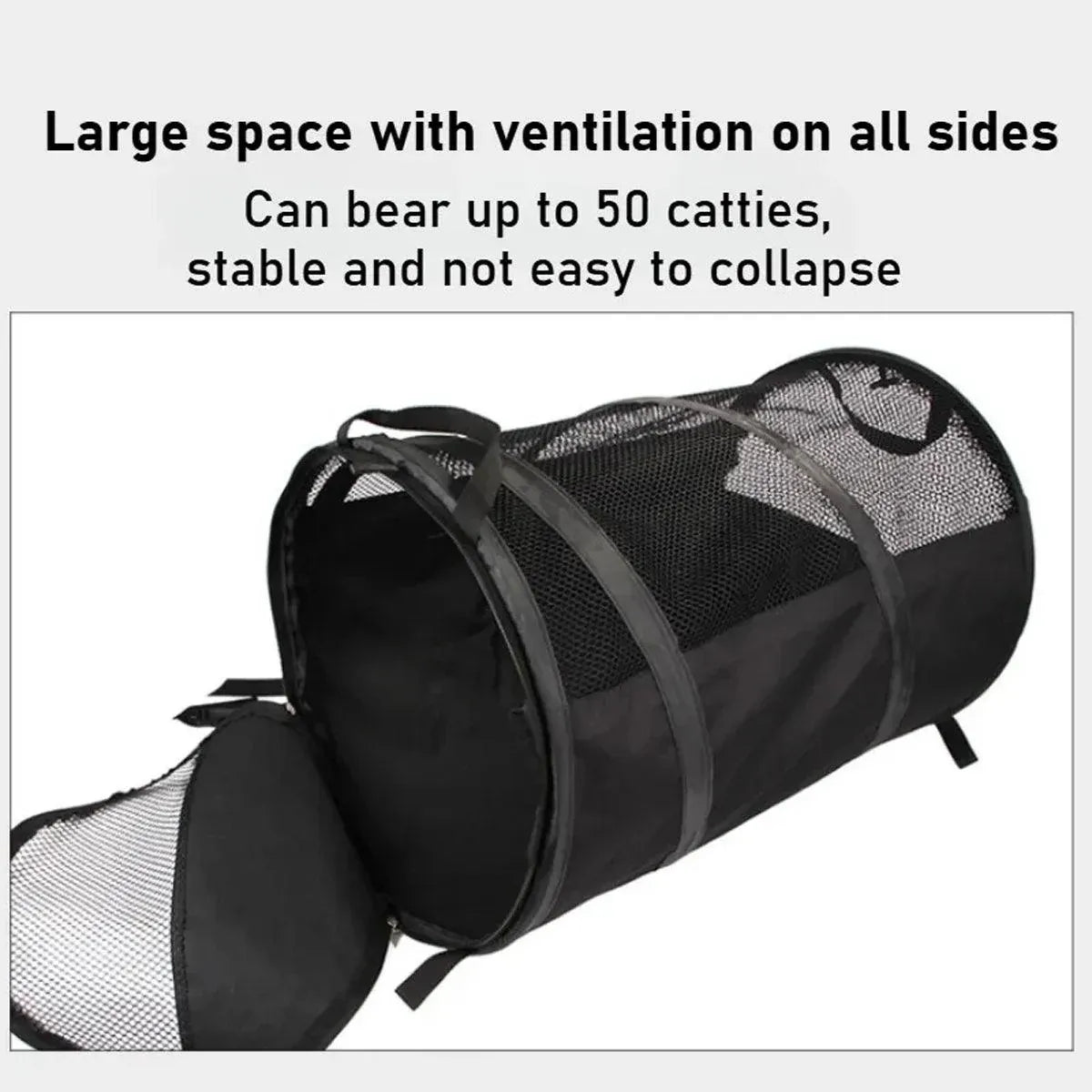 Foldable Pet Car Carrier Bag, Black, 123 x 58 cm, with its measurements marked, photo 6 of 6