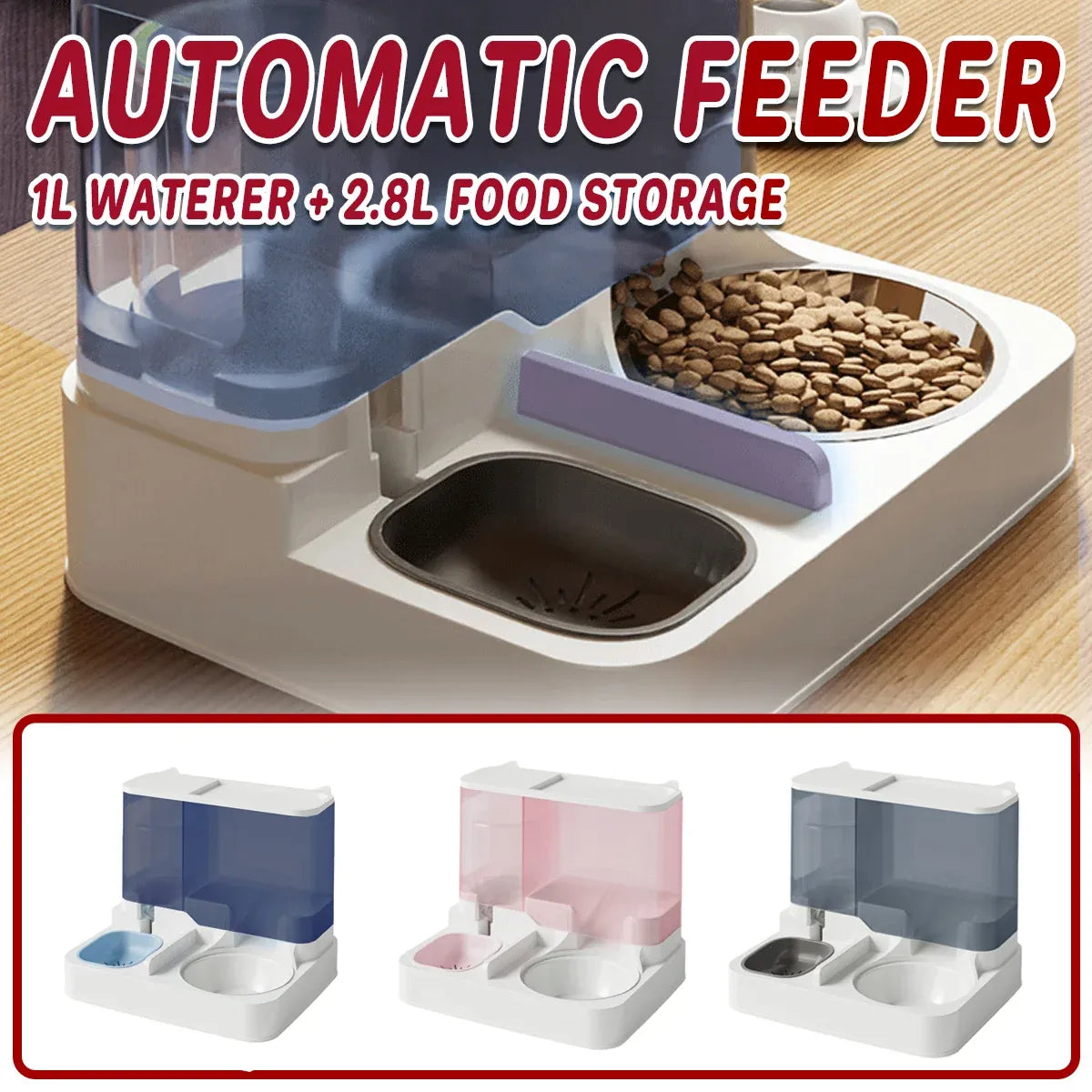 Automatic Cat Feeder Water Dispenser All in One Plastic Bowl