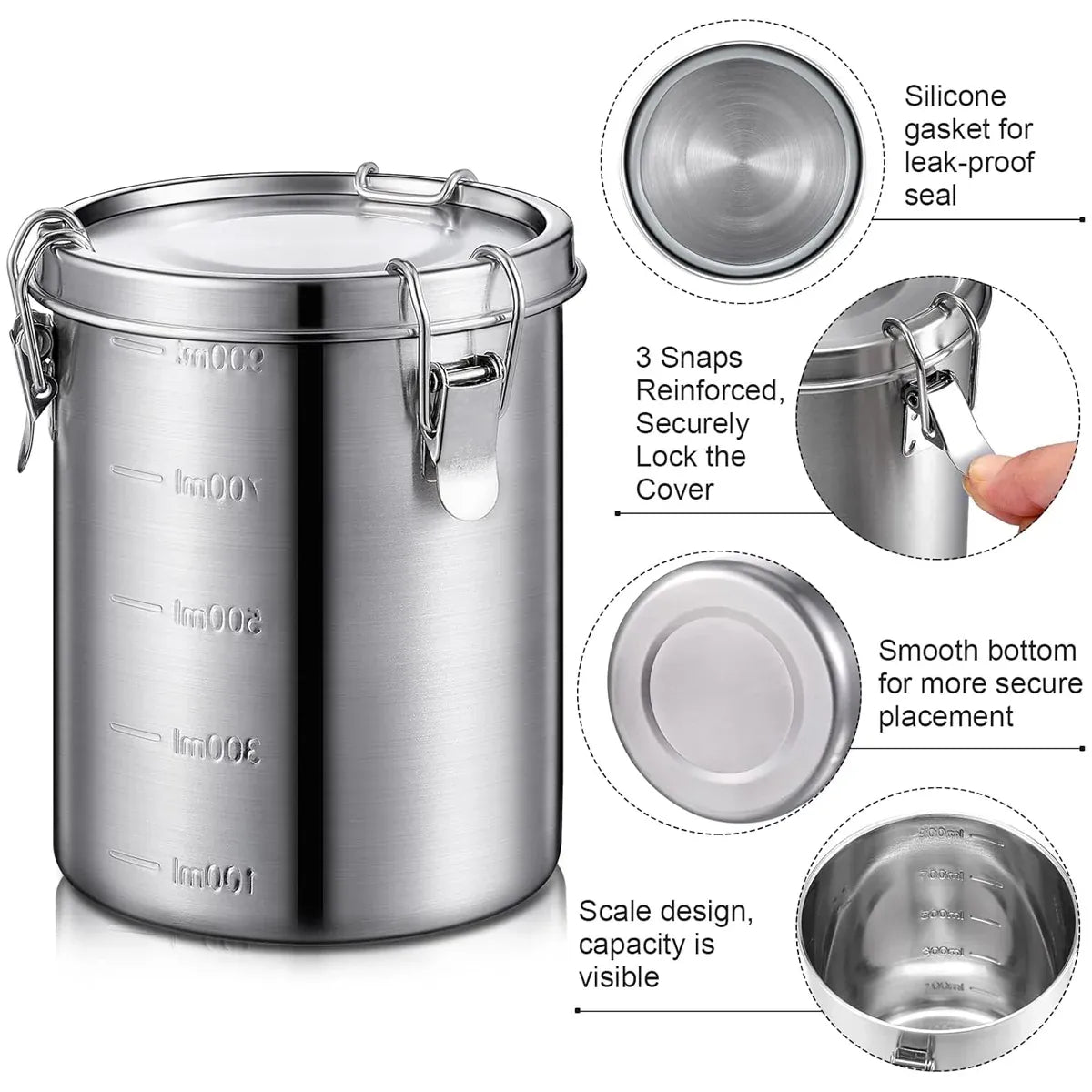 Stainless Steel Pet Food Storage Bucket Dog Cat Grain Container