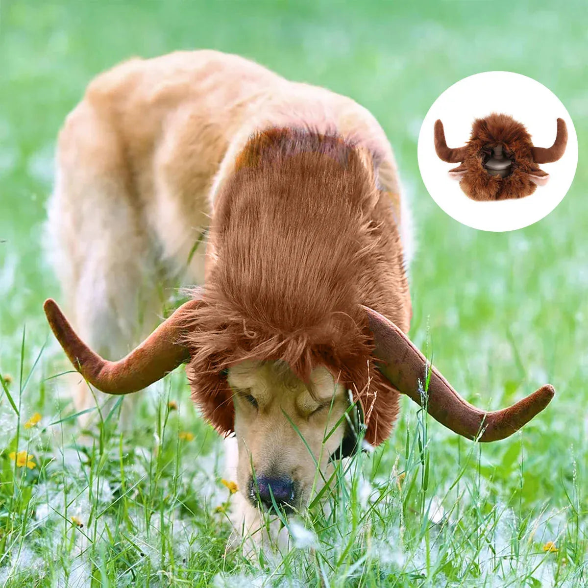 Pet Horn Wigs Headwear Adjustable