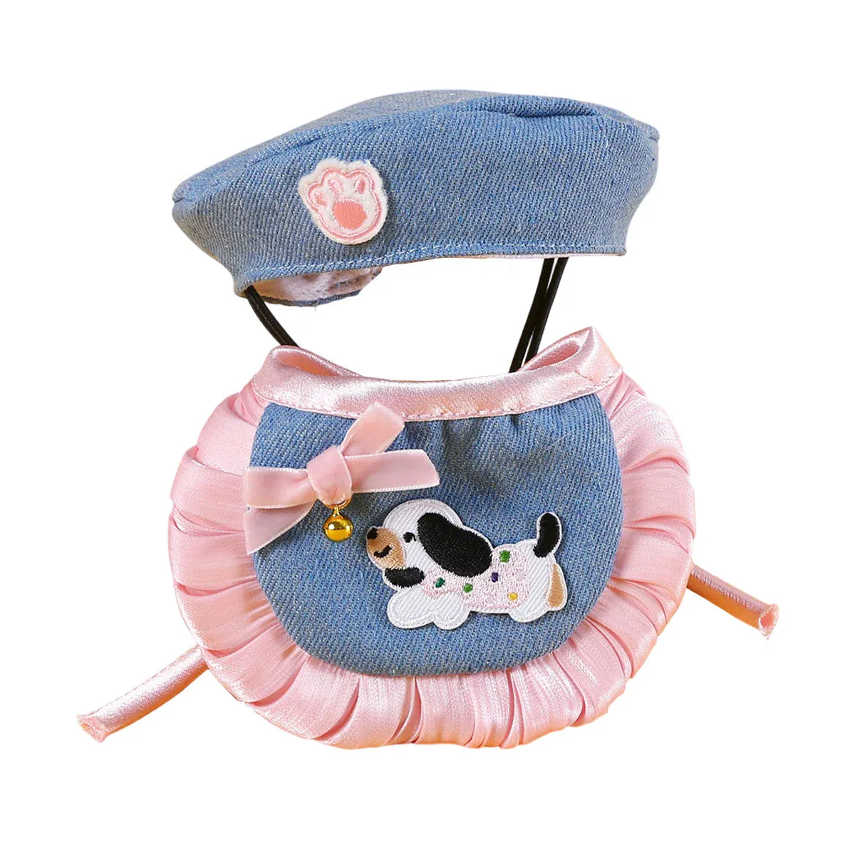 Pet Clothes Set Lace Bib with Hat Soft Cotton