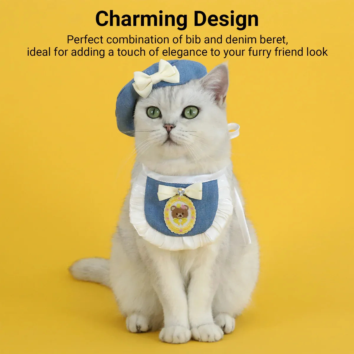 Pet Clothes Set Lace Bib with Hat Soft Cotton