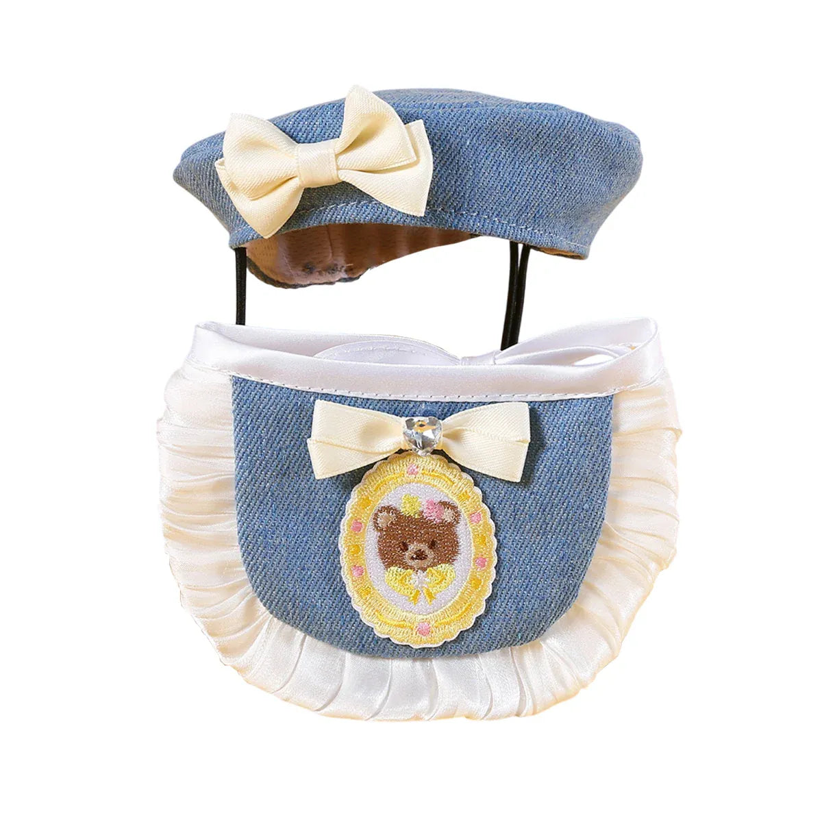 Pet Clothes Set Lace Bib with Hat Soft Cotton
