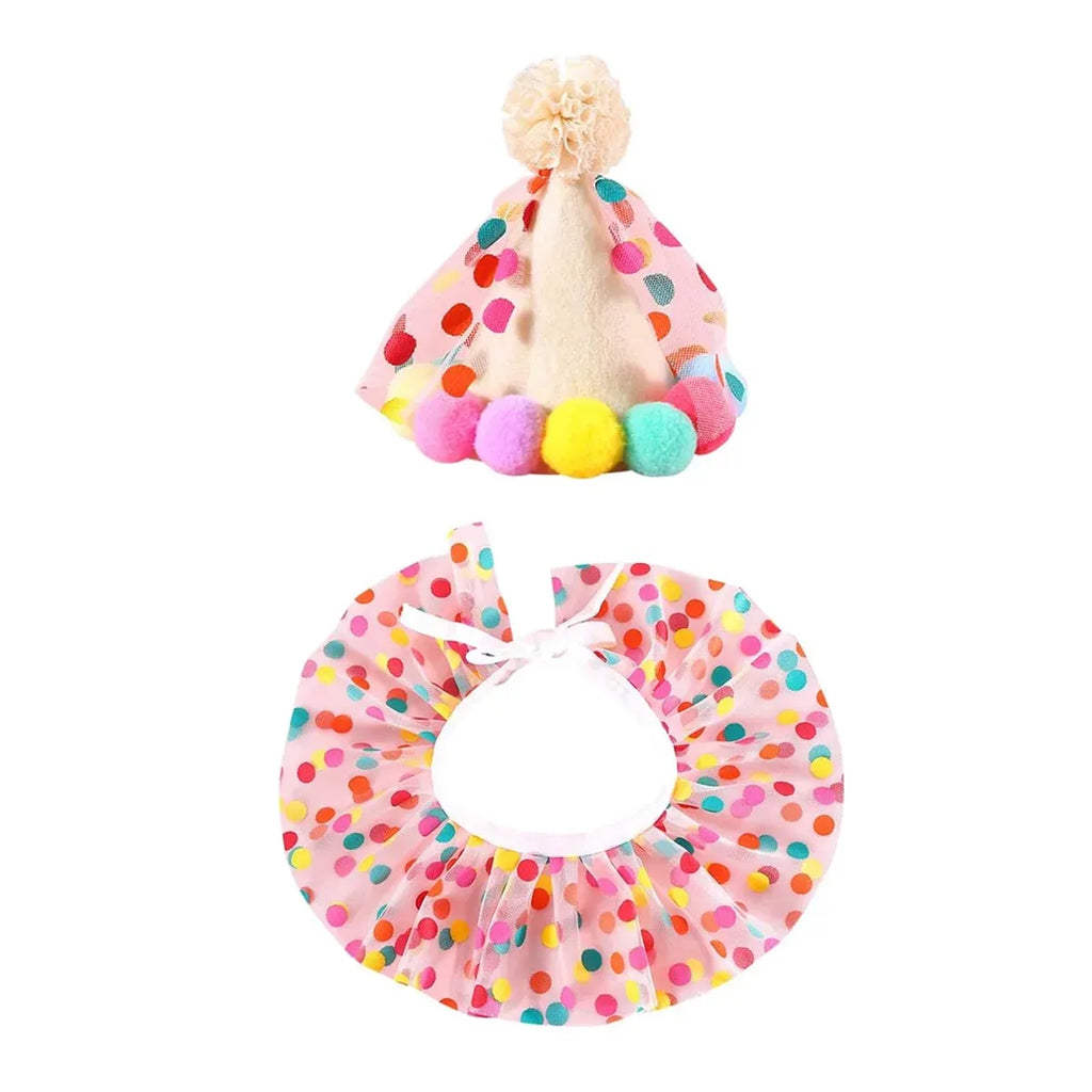 Dog Cat Birthday Dress Bib Felt Hat Party Supplies Drool Towel