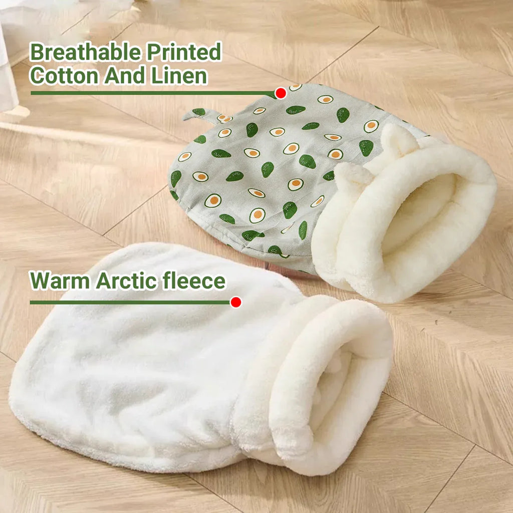 Semi Enclosed Warm Cat Sleeping Bag Comfortable Soft Fleece Pet Bed