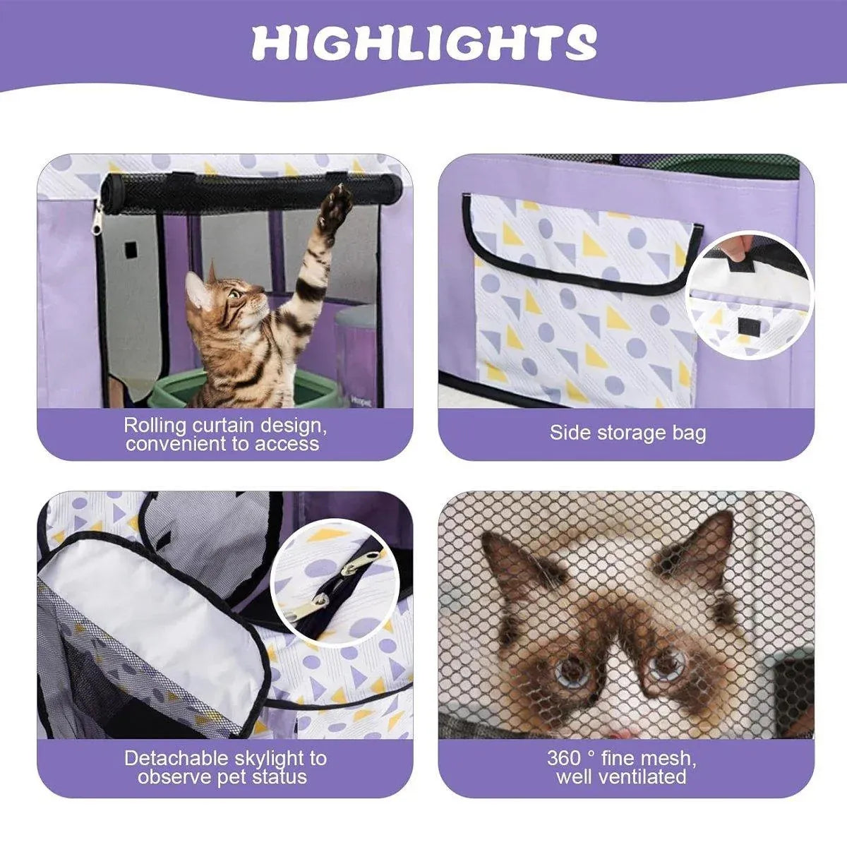 Foldable Cat Dog Kennel Pet Delivery Cage Portable Pet Fence Tent