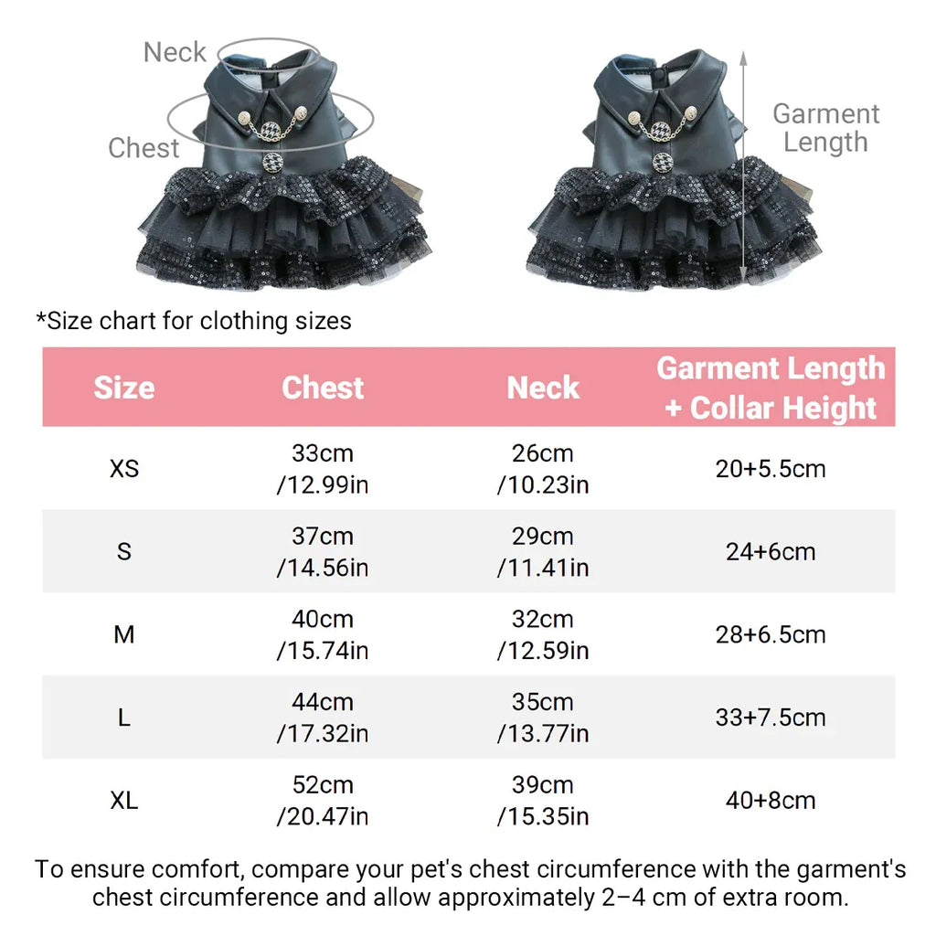 Autumn Winter Pet Dog Cat Dress Faux Leather Sequin Skirt Outfit