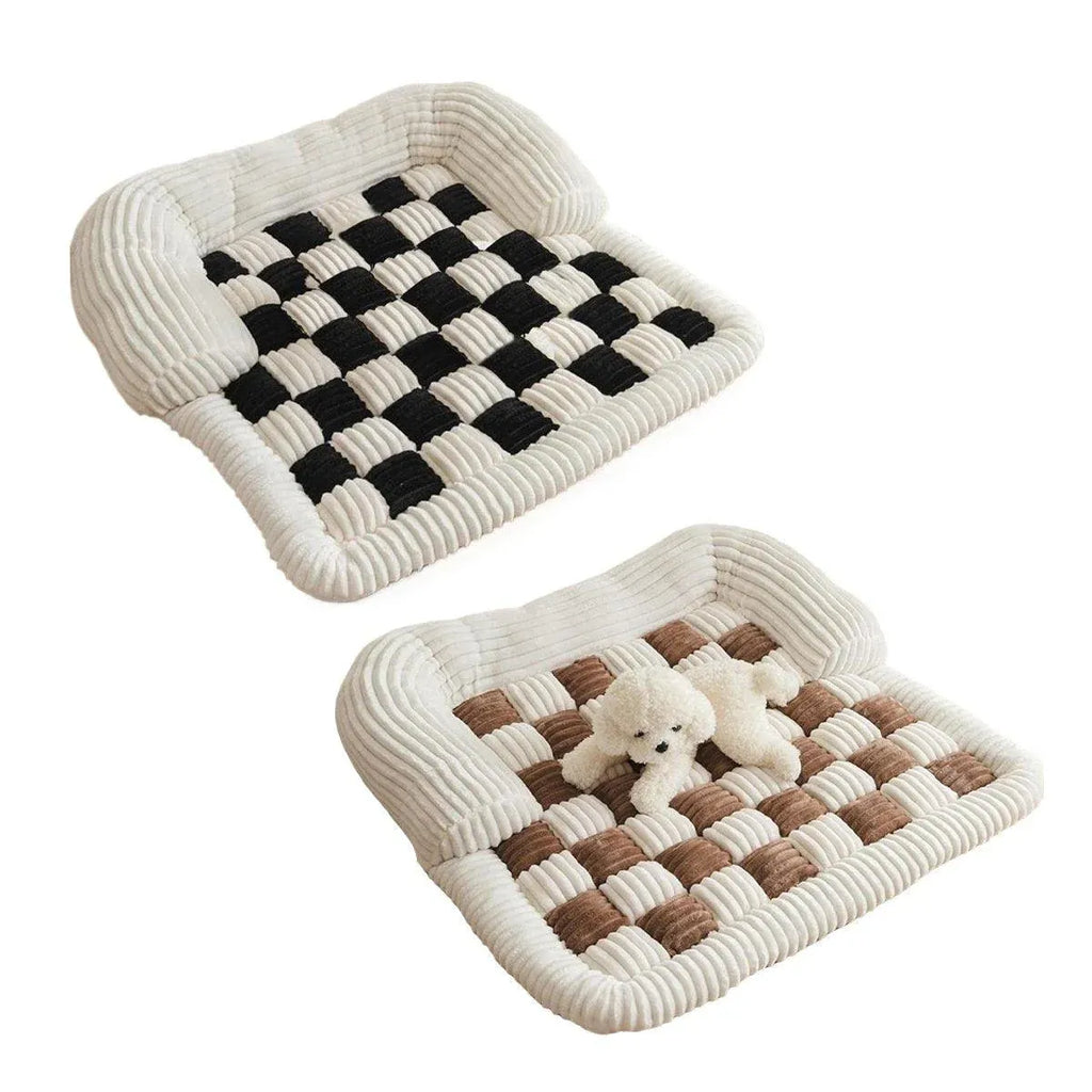 Checkerboard Pet Dog Kennel Mat Comfortable Cushion