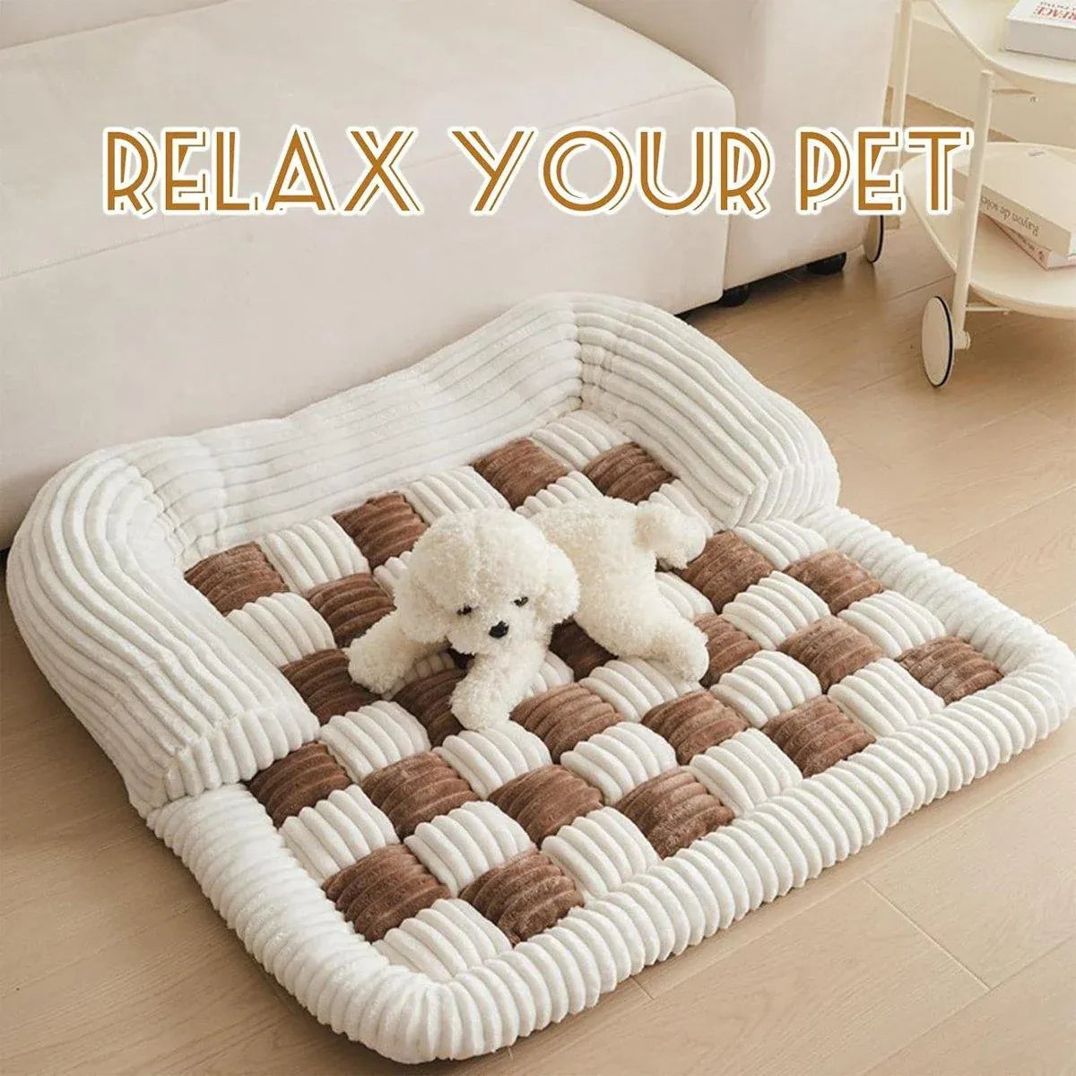 Checkerboard Pet Dog Kennel Mat Comfortable Cushion