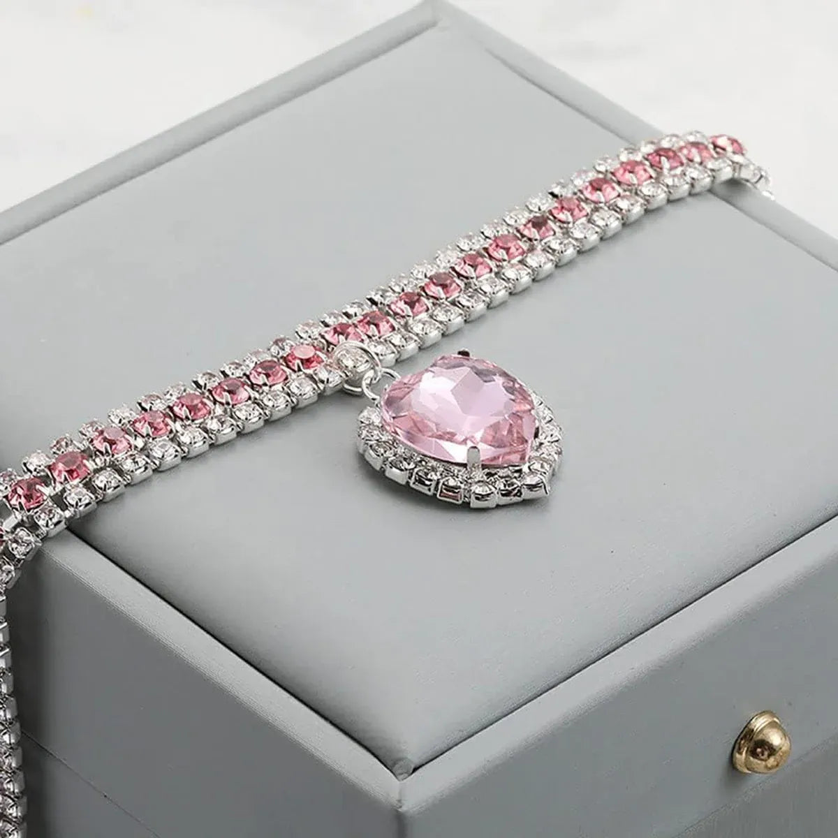 Pet Rhinestone Collar 4PCS Heart Pendant Cat Dog Adjustable 16.5-26cm