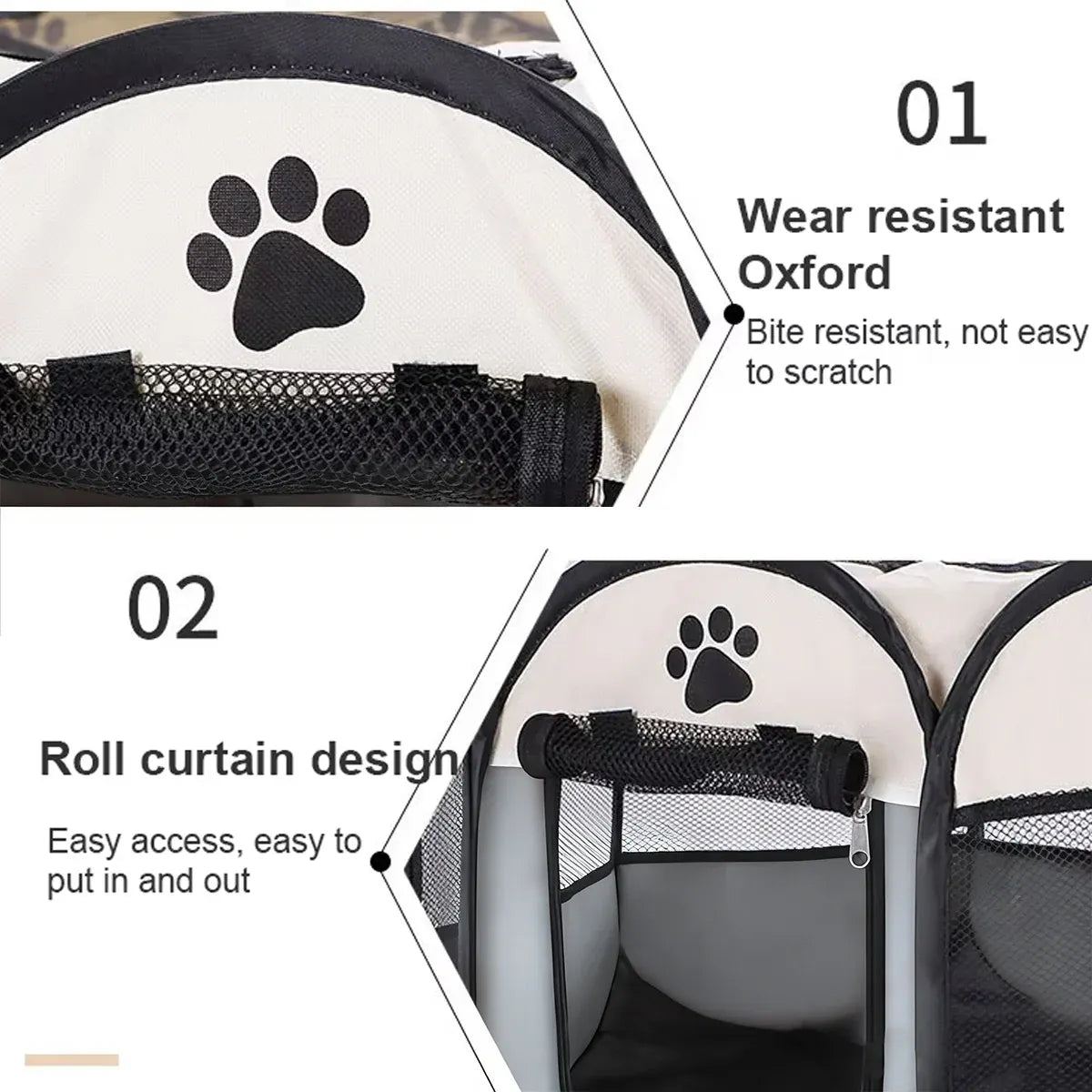 Pet Fence Indoor Cat Dog Tent Octagonal Fence Portable Foldable Cage