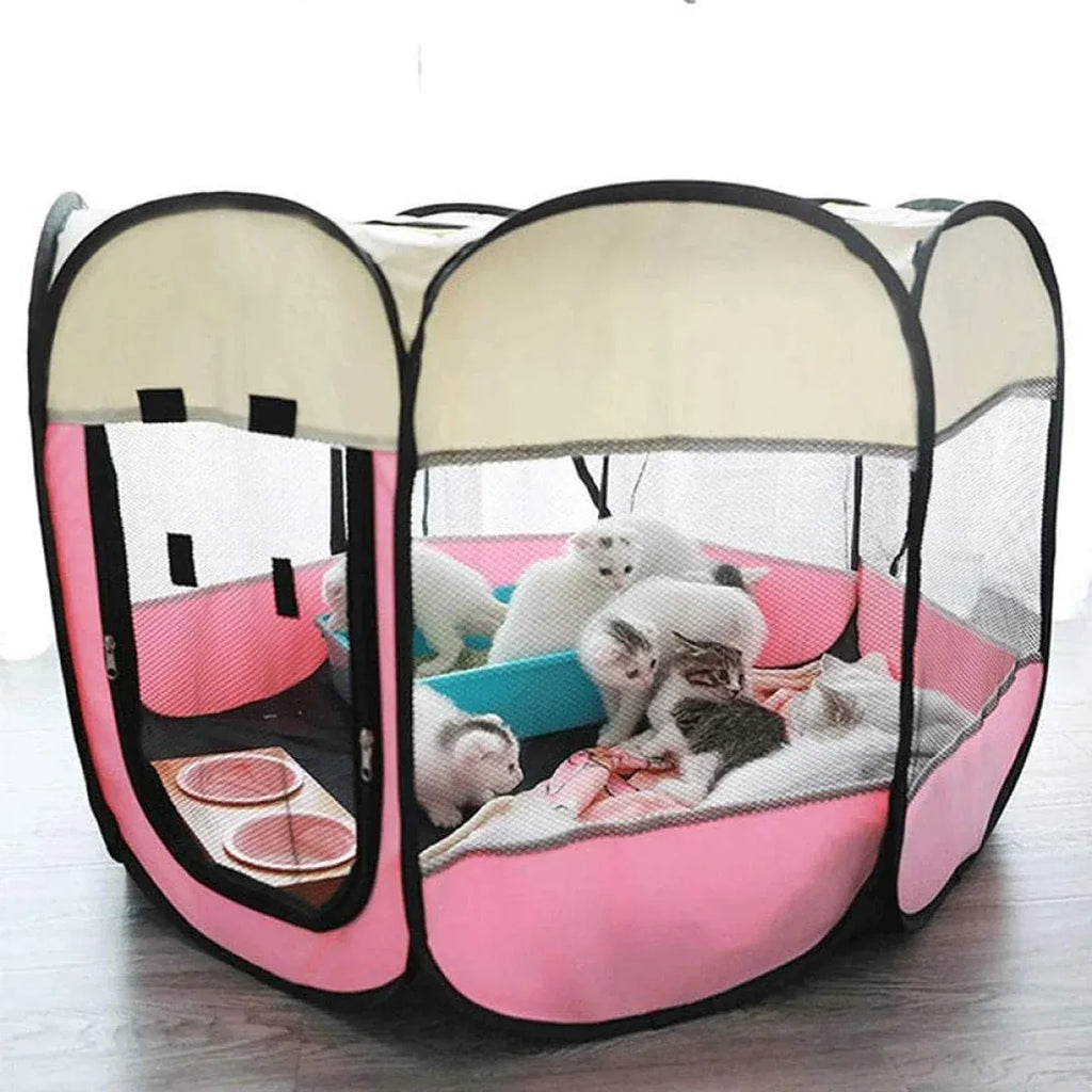 Octagonal Foldable Pet Pen, Coffee or Pink, photo 6 of 6