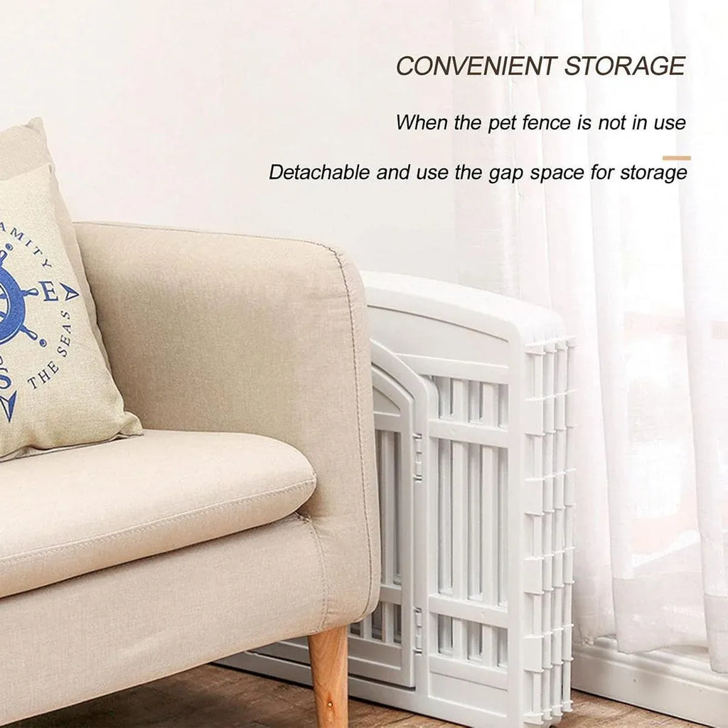 White Indoor Pet Playpen with Gate 91 x 91 x 60 cm - 1 Piece