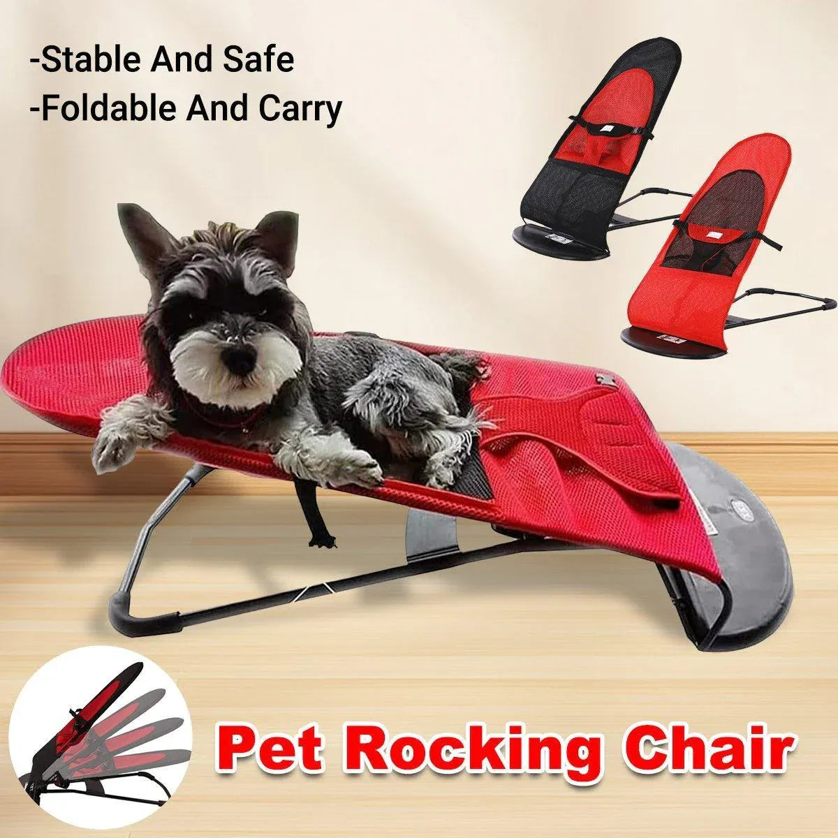 Pet Rocking Chair for Dogs Cats Foldable Pet Bed Portable Sleeping