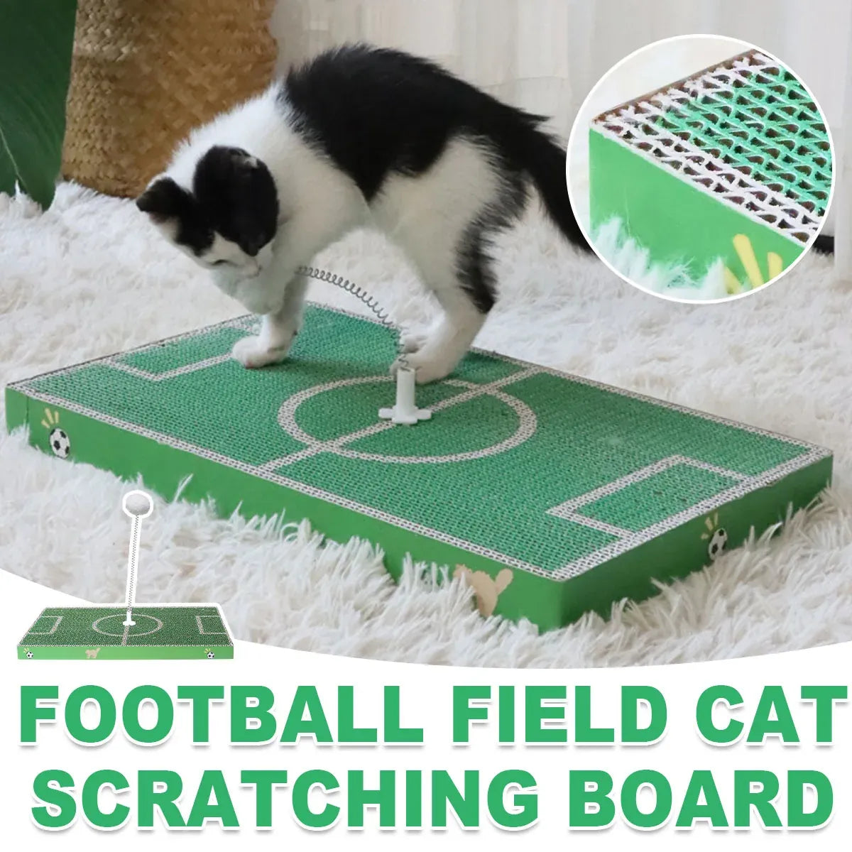 Football Field Shaped Cat Scratching Board Durable Non-Shedding