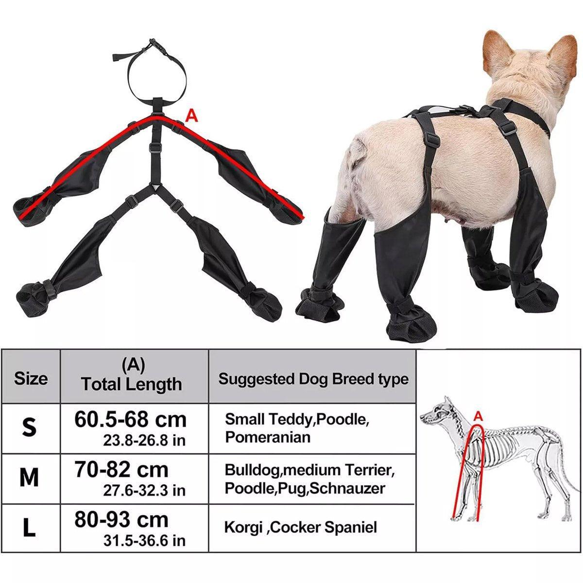 Dog Adjustable Suspender Boots Waterproof Dog Shoes Anti-Slip Pet Paw