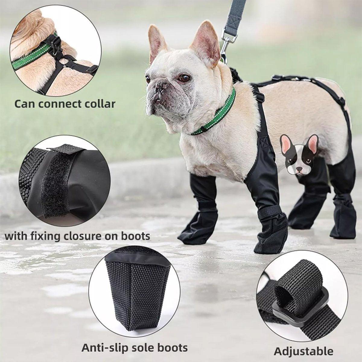 Dog Adjustable Suspender Boots Waterproof Dog Shoes Anti-Slip Pet Paw