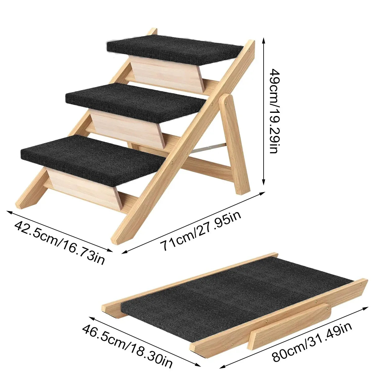 Outdoor Indoor Portable Wooden Pet Stairs Dog Cat Climbing Ladder Non
