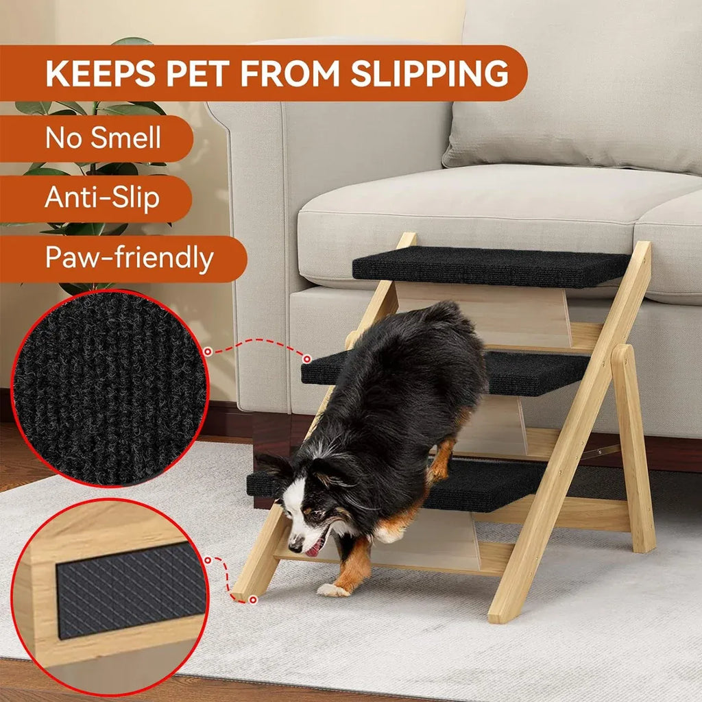 Outdoor Indoor Portable Wooden Pet Stairs Dog Cat Climbing Ladder Non