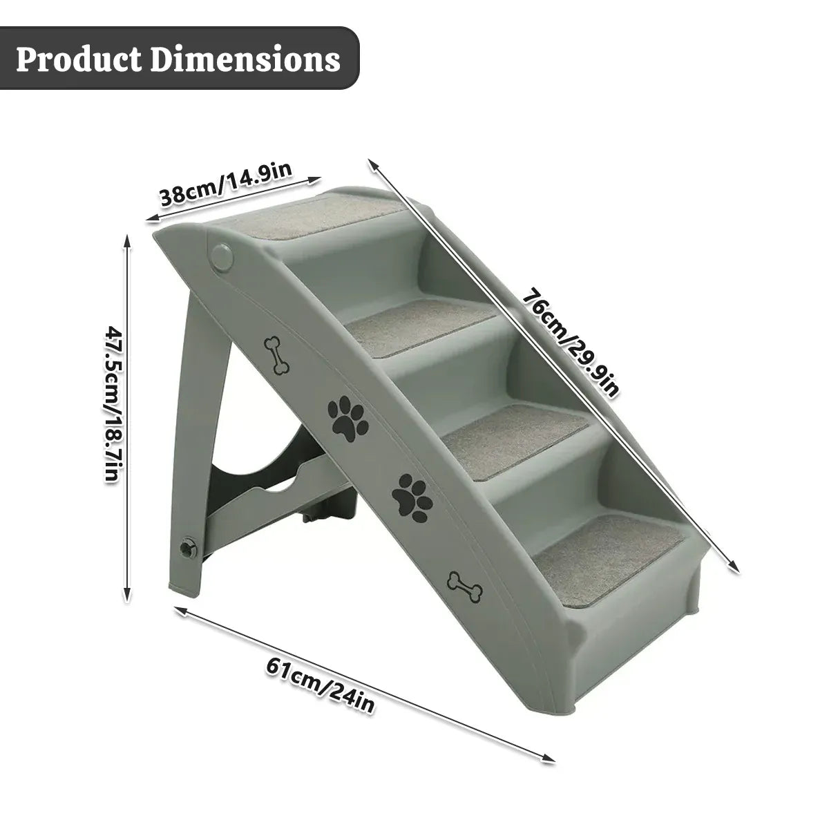 Pet Stairs Ladder Four Storey Light Grey Non Slip Plastic Steps