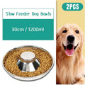 2pcs Stainless Steel Dog Cat Slow Feeder Pet Food Bowl Non-Slip Stop