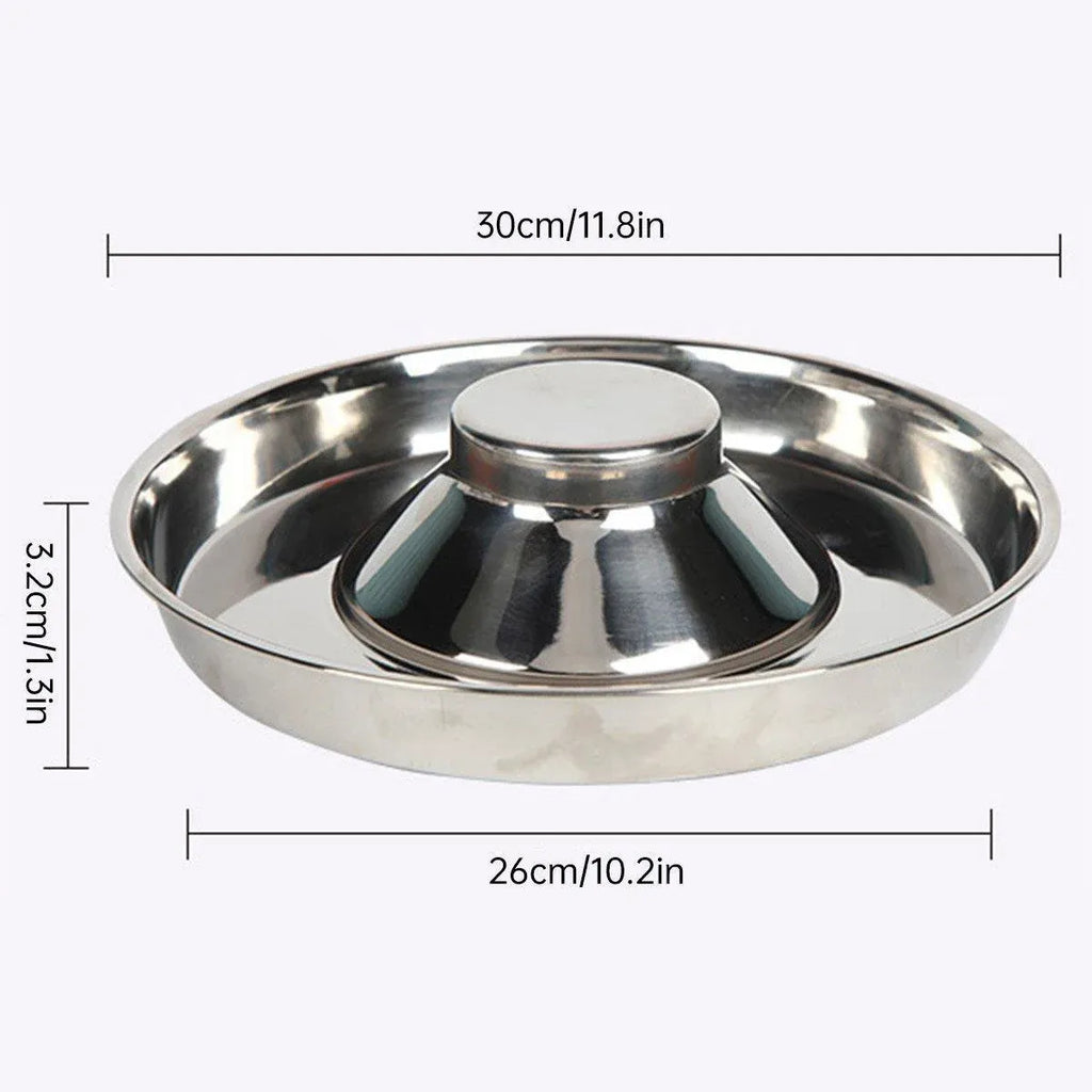 2pcs Stainless Steel Dog Cat Slow Feeder Pet Food Bowl Non-Slip Stop