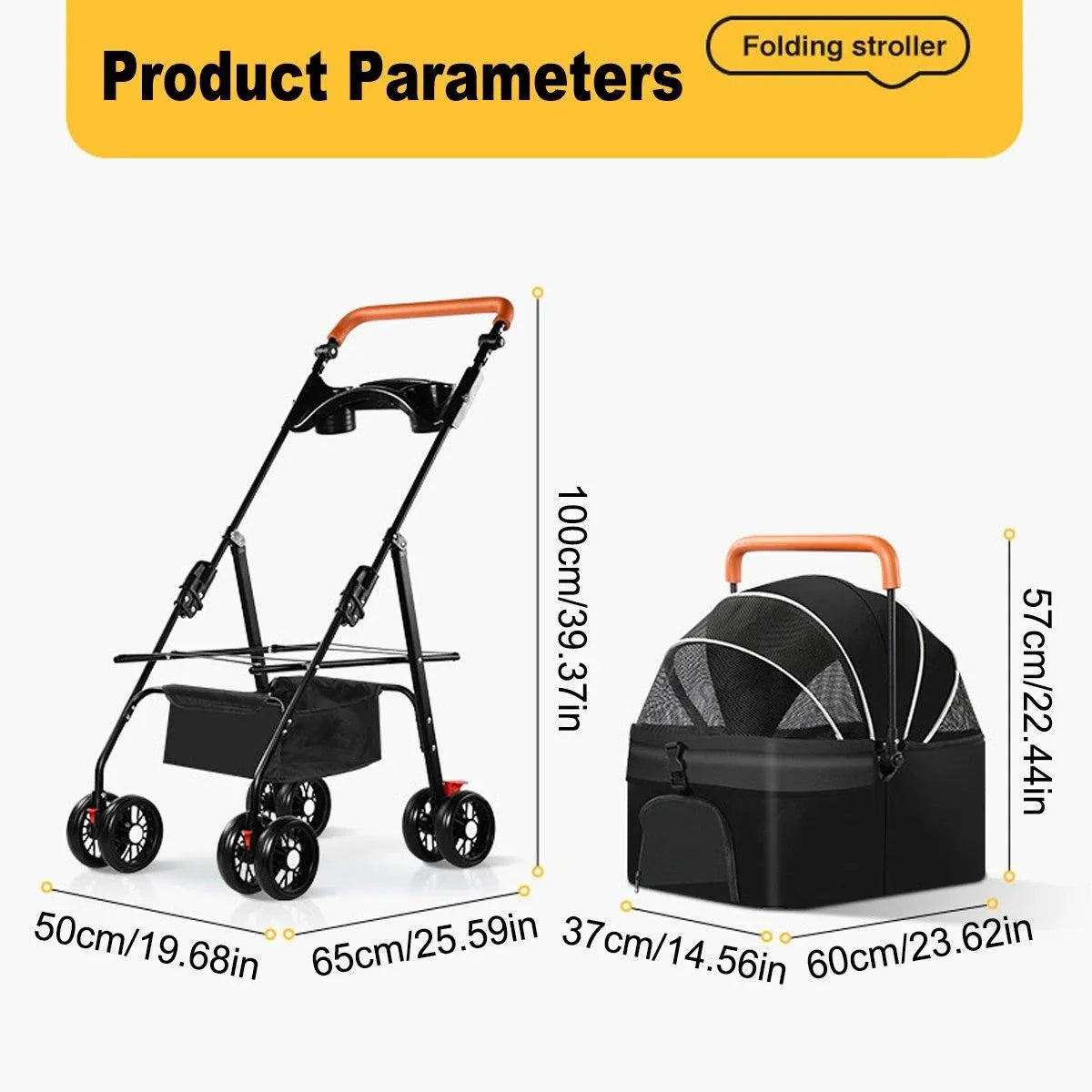 Foldable 2 in 1 Pet Stroller
