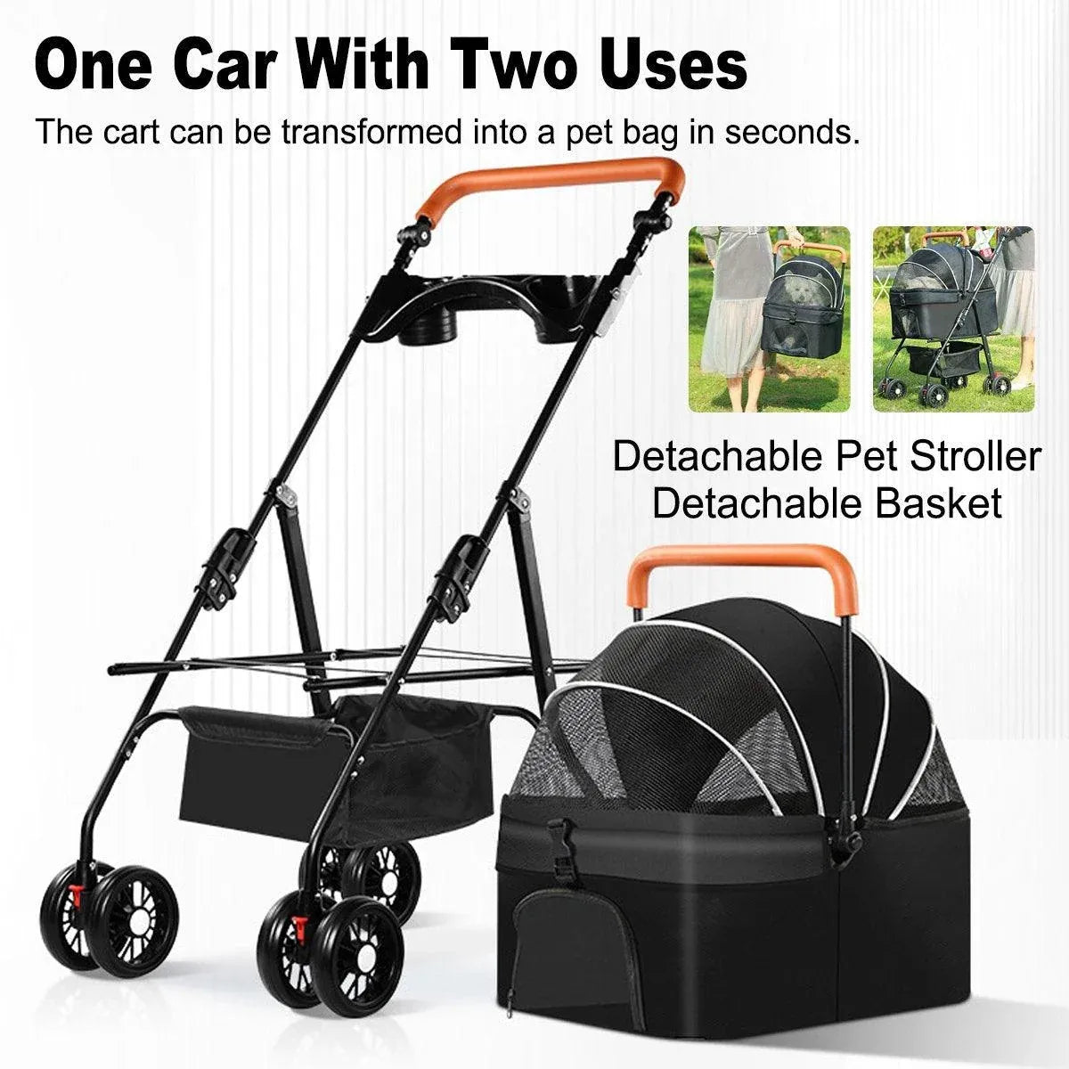 Foldable 2 in 1 Pet Stroller
