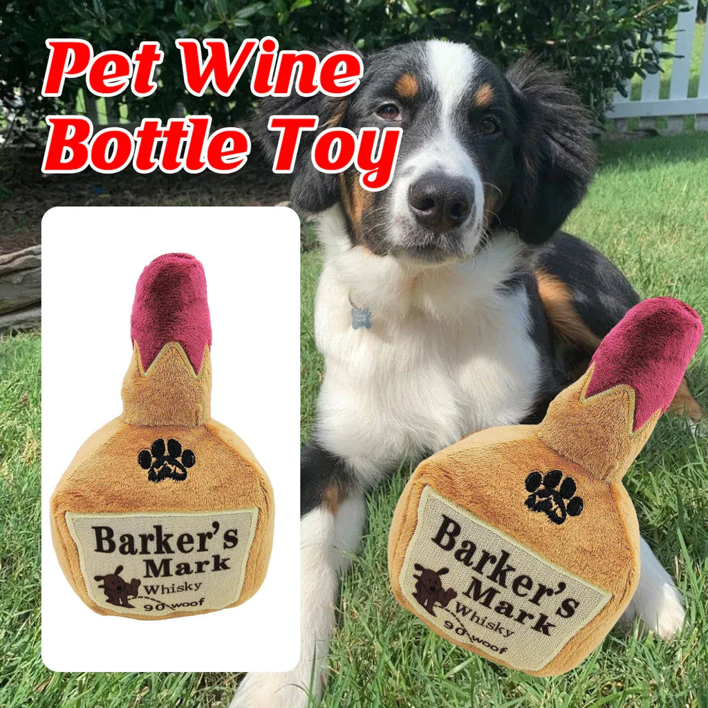 Dog Squeaky Toy Plush Wine Bottle Stuffed Chew Toy Sound Pet Play
