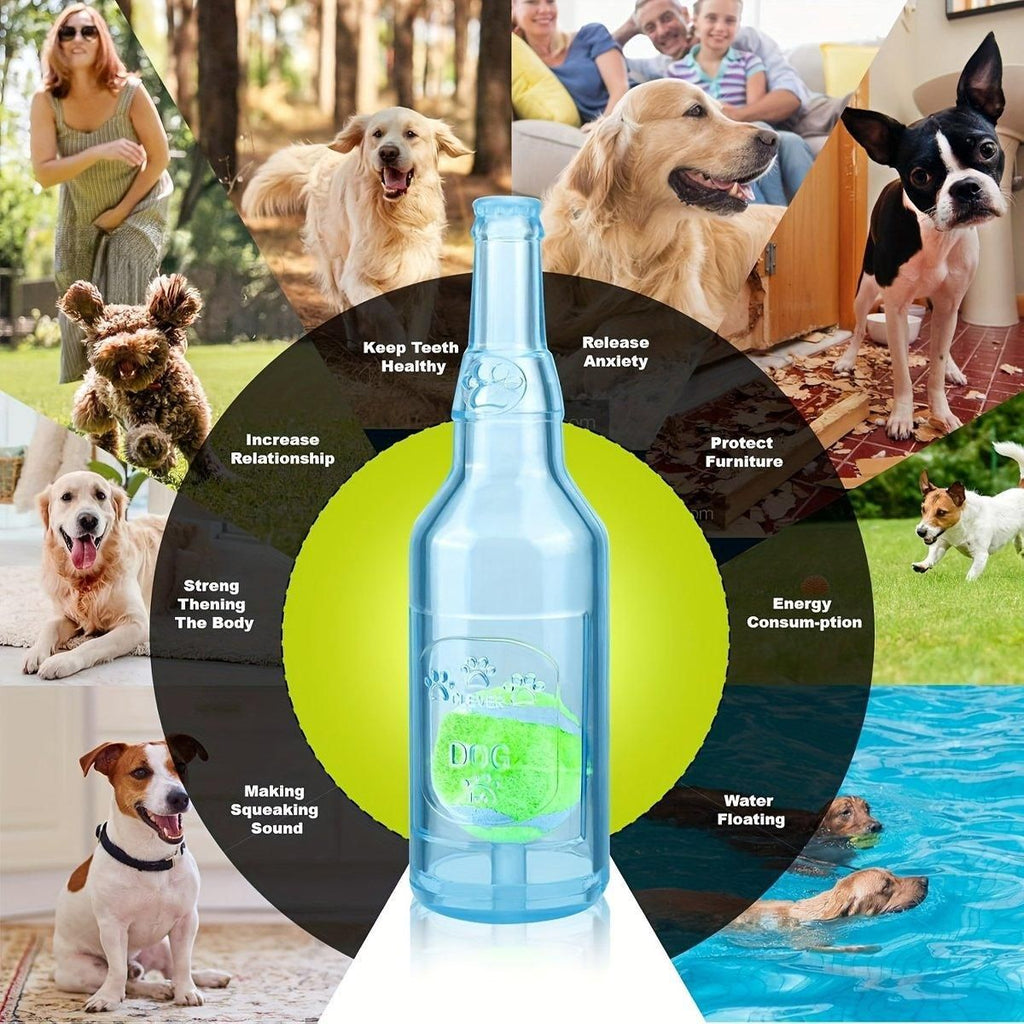 Durable Pet Teething Resistant Tennis Ball Wine Bottle Chew Toy