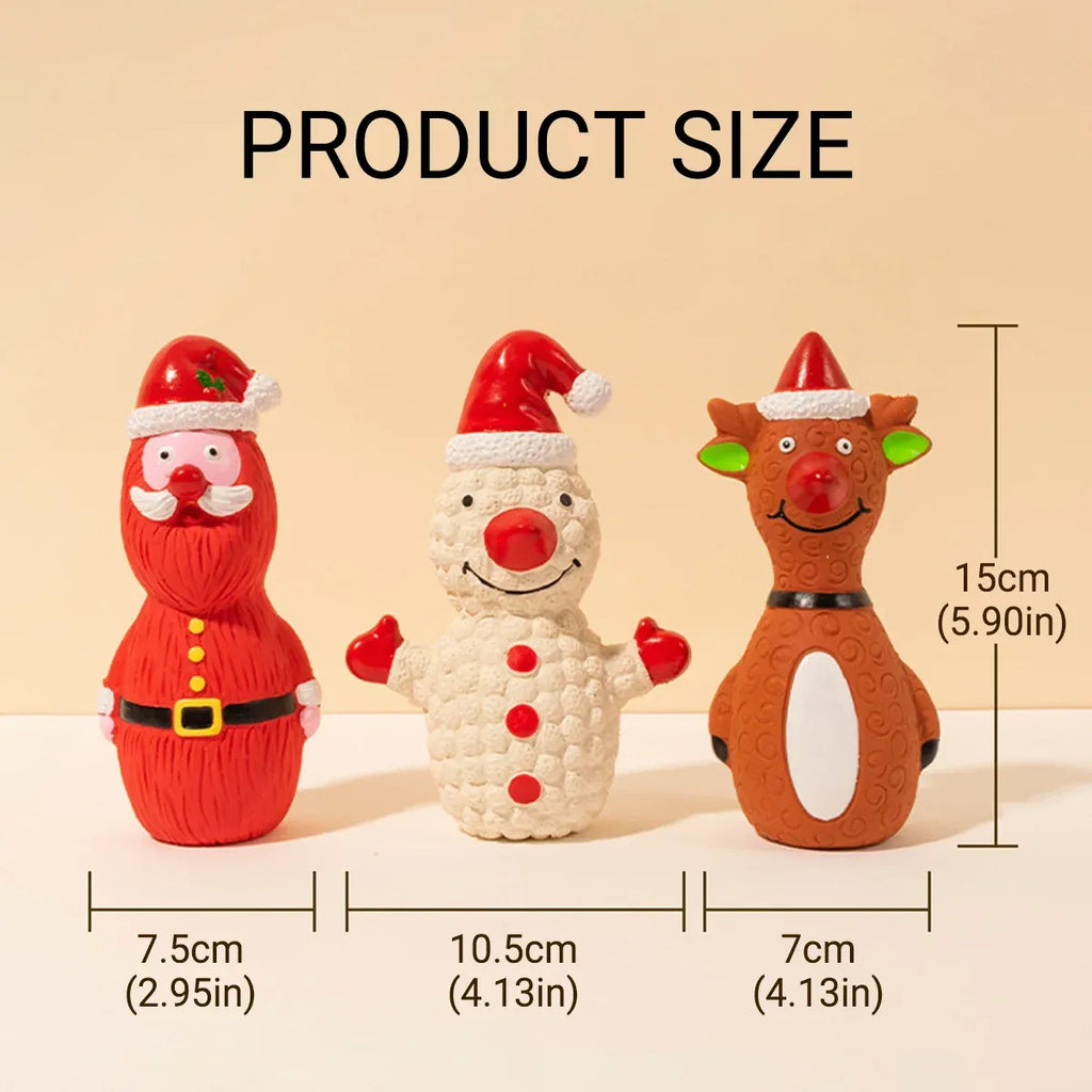 Christmas Dog Toys Set Santa Reindeer Snowman Latex Pet Squeaker Toys