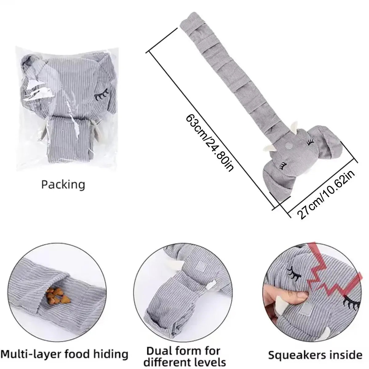 Dog Sniffing Toy Elephant Shaped Interactive Food Hiding Sound Toy