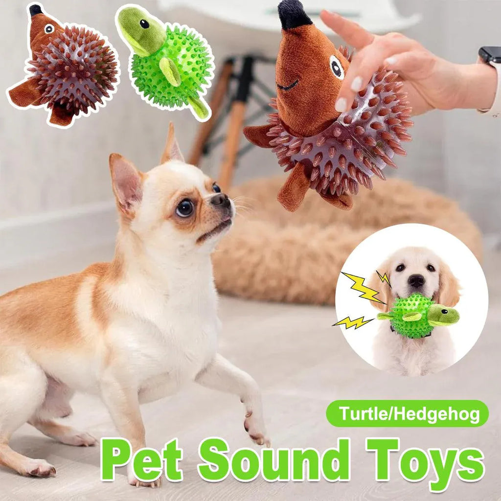 Dog Toy Rubber Spiky Ball Squeaky Chew Sound Interactive Pet Play