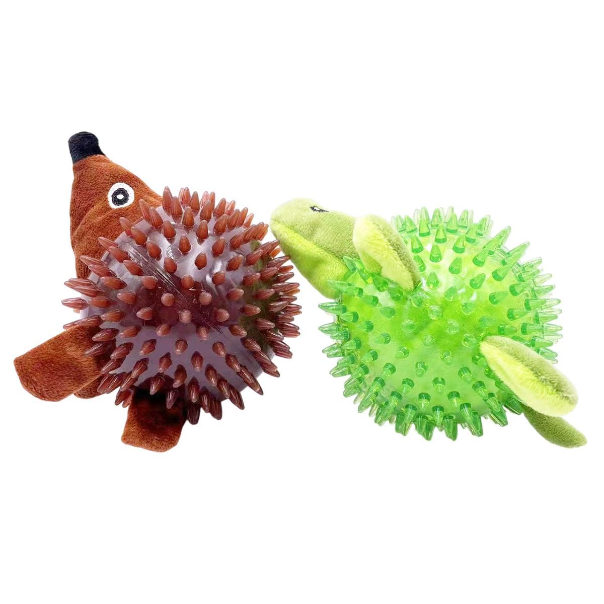 Dog Toy Rubber Spiky Ball Squeaky Chew Sound Interactive Pet Play