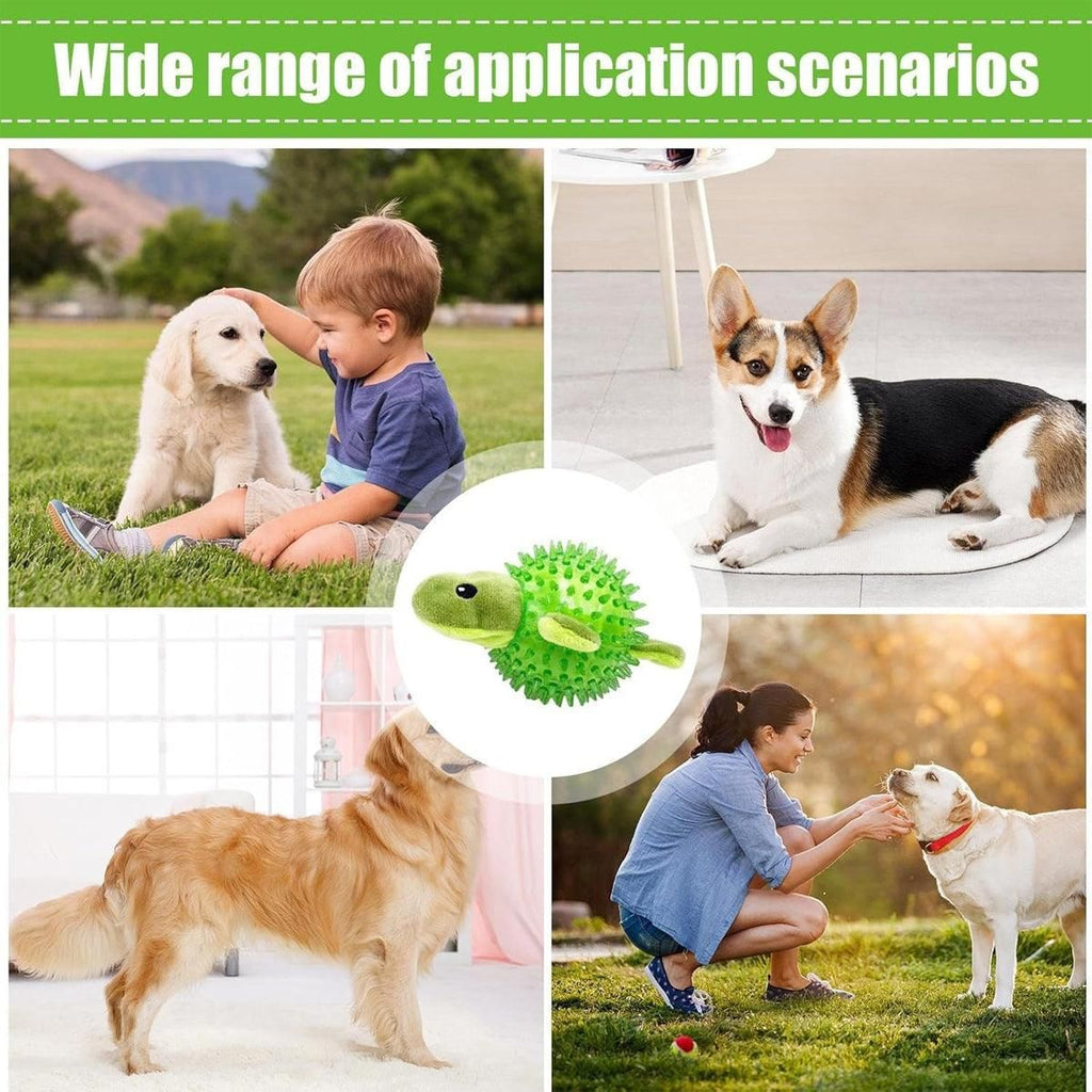 Dog Toy Rubber Spiky Ball Squeaky Chew Sound Interactive Pet Play