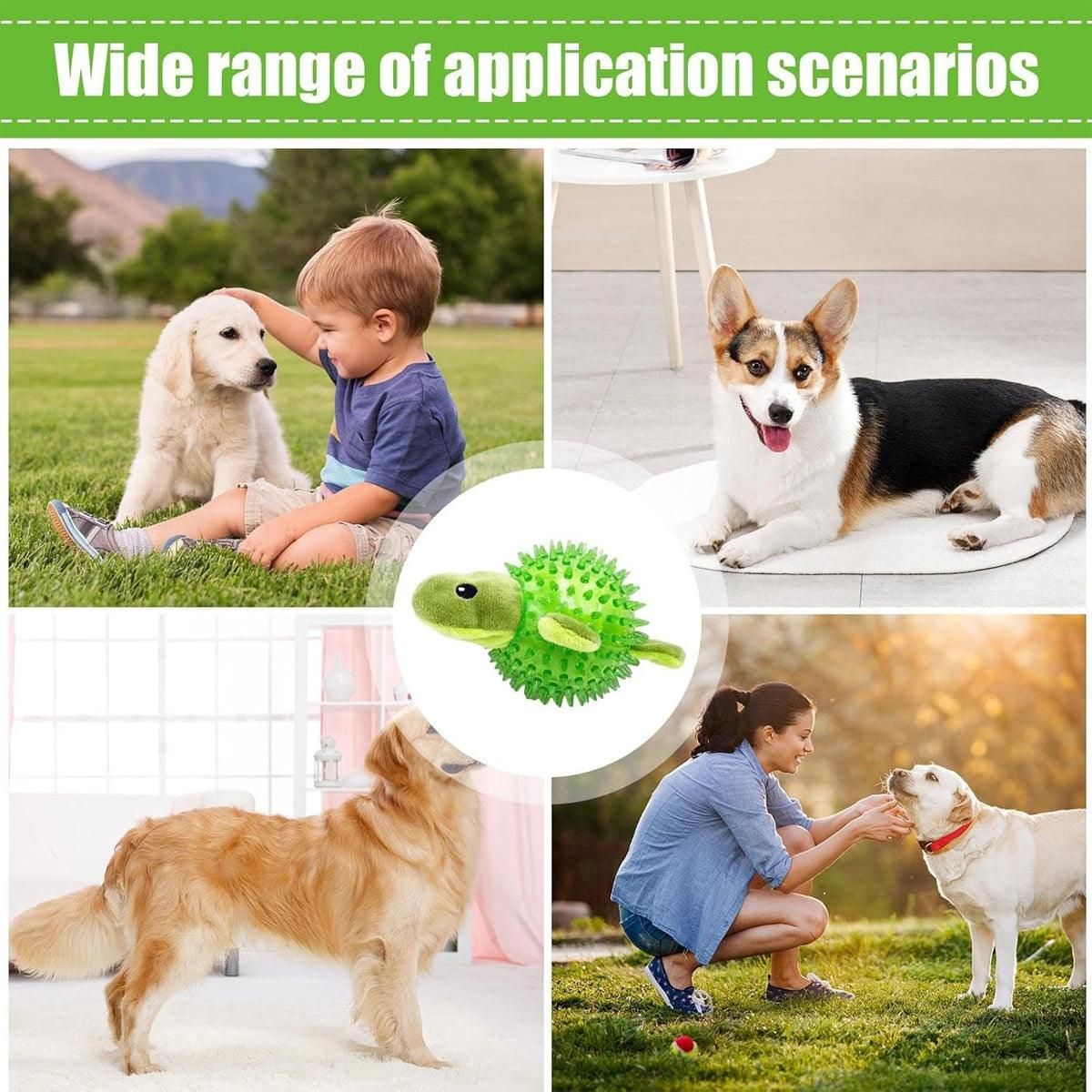 Dog Toy Rubber Spiky Ball Squeaky Chew Sound Interactive Pet Play